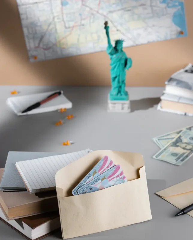 visas en sobre visa en sobre con estatua